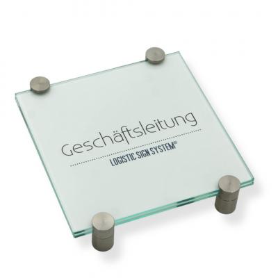 Türschild VITRUM K , Glasschild, Büroschild, Doppelglasschild